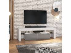 Meuble tv - vergon - blanc mat / gris brillant
