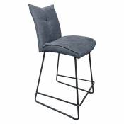 Meubletmoi - Chaise de bar en tissu gris avec piètement