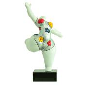 Meubletmoi - Statue femme jambe levée fleurs bleu