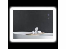 Miroir mural lumineux led de salle de bain - 70l x 50l cm - avec 3 couleurs, luminosité réglable interrupteur tactile système antibuée transparent
