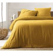 Parure de lit en Gaze de Coton 240x260cm - Plusieurs coloris - 240x260cm - jaune.