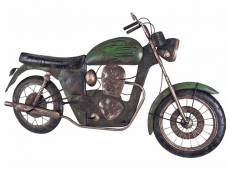 Patère murale en métal style moto vintage vert - longueur 96 x hauteur 53 x profondeur 9 cm
