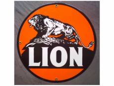 "plaque emaillée lion gasoline deco loft diner garage