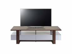 Rack tv hwc-b51, table de télévision, armoire, lowboard, structure 3d, aspect noix, poli fin 46x150x45cm