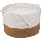 Relaxdays - Panier de rangement en coton, design bohème, pliable, avec anses, h x d : 35 x 55 cm, blanc/marron