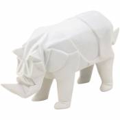 Rhinocéros déco en résine blanche origami - Blanc