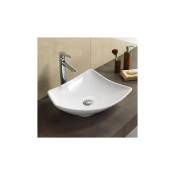Rue Du Bain - Vasque pour salle de bain Asymétrique Céramique Blanc Brillant 49x38 cm - Feuille