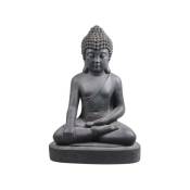 Stonelite - Grand bouddha extérieur assis position du lotus - Noir