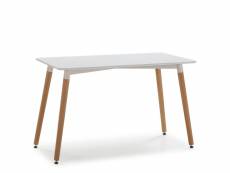 Table à manger aroa blanche, pieds en bois de hêtre, 120x60 cm I22016