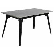 Table à manger extensible Girona, couleur ciment, pieds noirs 140 - 180 cm (largeur) x 75 cm (hauteur) x 80 cm (profondeur)