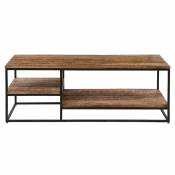 Table basse, naturel/noir, 120x60 cm, en bois et métal