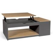 Table basse plateau relevable ELEA avec coffre bois