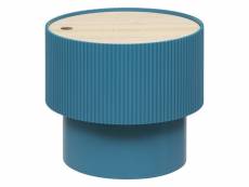 Table basse ronde en mdf coloris bleu - diamètre 38,5 x hauteur 35 cm