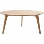 Table basse ronde scandinave bois clair chêne D90