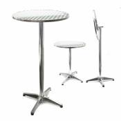 Table bistro haute bar aluminium réglage hauteur pliable 74/114cm diamètre 60 cm salon