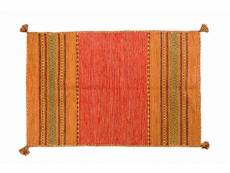 Tapis moderne kansas, style kilim, 100% coton, orange, 90x60cm 8052773468169