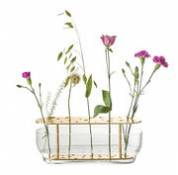 Vase Ikebana Long / Laiton & verre - H 10 cm - Fritz