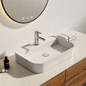 Vasque à Poser en céramique, Lavabo rectangulaire en céramique Arc, blanc brillant - 60 x 40 x 11 cm - Emke
