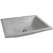 Vasque rectangle à poser tamara - Gris - 40cm - Terrazzo