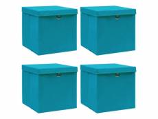 Vidaxl boîtes de rangement et couvercles 4 pcs bleu 32x32x32 cm tissu 288374
