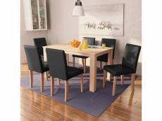 Vidaxl table et chaises 7 pcs cuir synthétique chêne noir