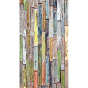Wood, rideau imprimé planches de bois multicolores