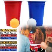 100 + 10 Ensemble de fête de bière Pong, Tasses de fête 50 Tasses Rouges + 50 Tasses Bleues + 10 balles de ping-Pong pour la fête et Le Jeu - Aufun