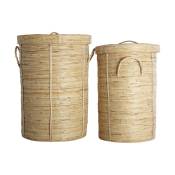 2 Paniers à linge en rotin et bambou Chaka- House Doctor