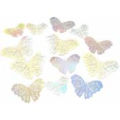 84 PièCes SéRies 3D Creux Papillon Stickers Muraux Autocollant, DéCor une la Amovible pour Enfants Chambre FêTe de Mariage, Argent