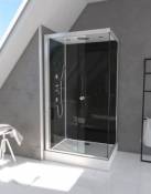 Cabine de douche rectangulaire hydromassante noir Galedo