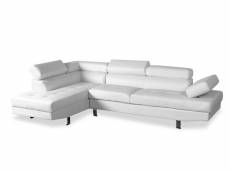 Canapé d'angle gauche avec têtières relevables charly blanc