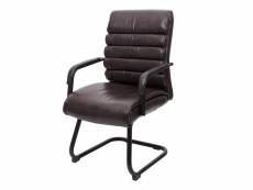 Chaise de conférence hwc-h31, chaise de salle à manger, aspect daim, métal,vintage ~ cuir synthétique marron