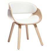 Chaise design blanc et bois clair bent - Bois clair