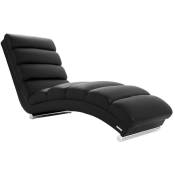 Chaise longue / fauteuil design noir et acier chromé