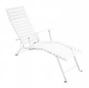 Chaise longue pliable inclinable Bistro métal blanc