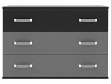 Commode 3 tiroirs DOLCE BLACK EDITION coloris imitation chÃªne noir et gris mat