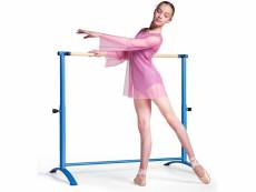 Costway barre de danse autoportante hauteurs réglables sur 4 positions 100-130 cm en bois de hêtre patins antidérapants bleu