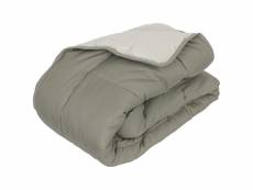 Couette hiver 260x240 cm cocoon bicolore taupe/lin