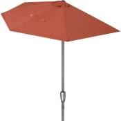 Demi-parasol ø 270 cm Parasol de balcon avec manivelle Pare-soleil Protection solaire uv 50+ terrasse jardin Terracotta - Kingsleeve