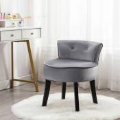Fauteuil crapaud chaise commode avec pieds en chêne issu coiffeuse tabouret tissu coiffeuse chaise 52.5x51.5x34cm gris