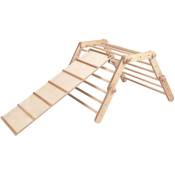Fipitri Triangle d'escalade en bois avec toboggan Structure / Cadre d'escalade Montessori intérieur avec rampe pour enfants Modifiable avec 5 pièces