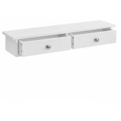 Helloshop26 - tagère murale avec 2 tiroirs meuble de rangement armoire à clés porte-clés mdf laqué blanc 10 x 60 x 15 cm - Blanc