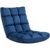 Homcom - Fauteuil convertible fauteuil paresseux grand confort inclinaison dossier multipositions 90°-180° flanelle polyester capitonné bleu roi