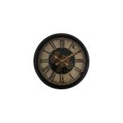 Horloge vintage avec engrenages 58 cm en métal noir