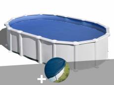 Kit piscine acier blanc gré haïti ovale 10,20 x 5,75
