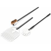 Kit spatule à pizza et brosse - Acier