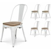 Kosmi - Lot de 4 chaises en métal blanc mat et assise