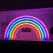Lampe Arc En Ciel LED Neon Rainbow Lampe Arc En Ciel Veilleuse Néon Multicolore Lumière Néon Led Lights Décoration Murale Noël Fête Cadeau pour