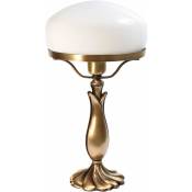 Lampe champignon Laiton massif Art Nouveau - bronze clair brillant, blanc