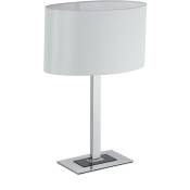 Lampe de chevet, élégante, avec câble, E14, abat-jour ovale, 48x33x19,5 cm, argentée - Relaxdays